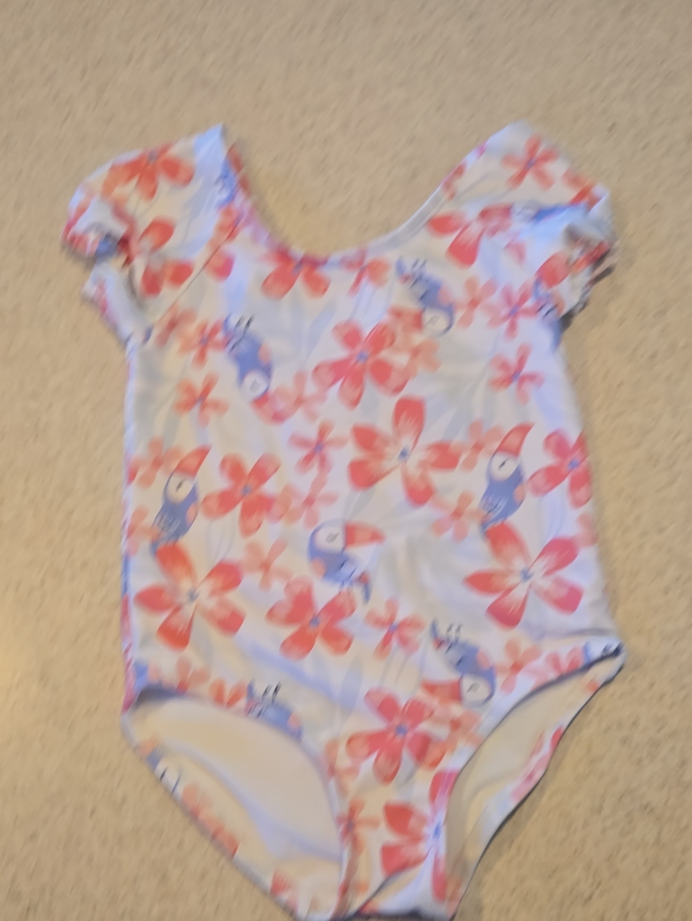 Carters Girls' Pink Floral & Blue Toucan One-Piece Swimsuit
